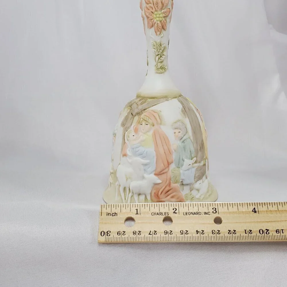 VTG Lefton Christopher Collection Porcelain Nativity Bell Hand Painted 1982